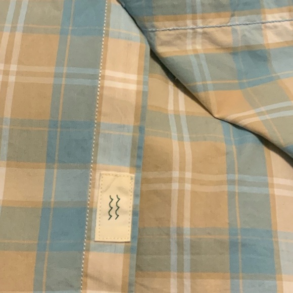 Men's Plaid Long Sleeve Dress Shirt - Light Blue and Tan - Picture 4 of 5